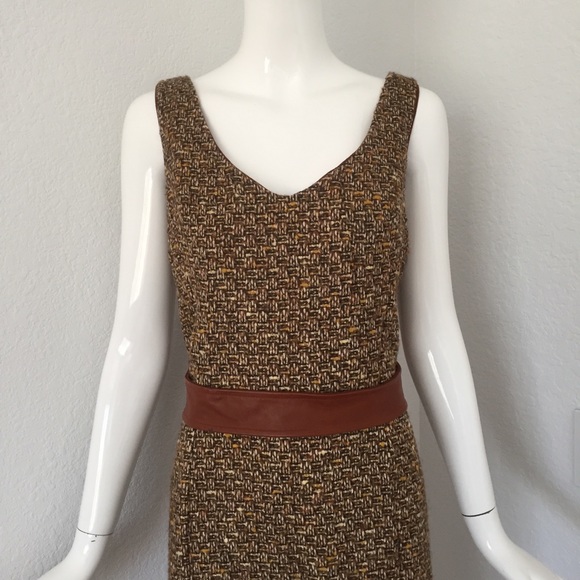 dolce & gabbana brown tweed lace trim dress - Picture 3 of 8